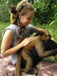 Nicole with monkeys