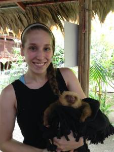 Nicole holding sloth