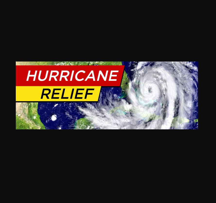 weather map with caption "Hurricane Relief"