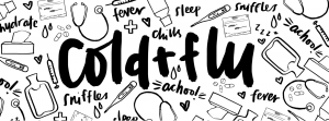 hand drawn words all relating to cold and flu season
