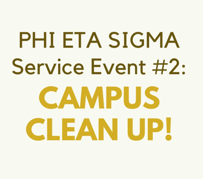 Gold letters on beige background that say "Campus Clean Up!"