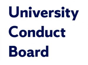 Just the words "University Conduct Board" in blue font