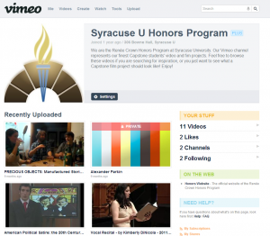screen shot of honors vimeo page
