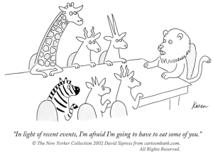 Cartoon of animals at a meeting