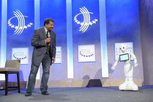 Niel DeGrasse Tyson and Pepper at Clinton Global Initiative Summit