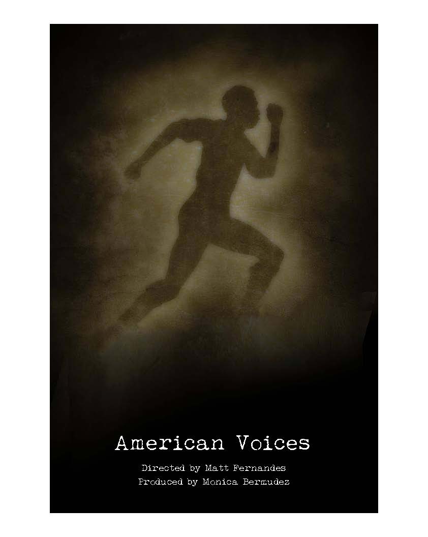 Poster featuring outline of man running