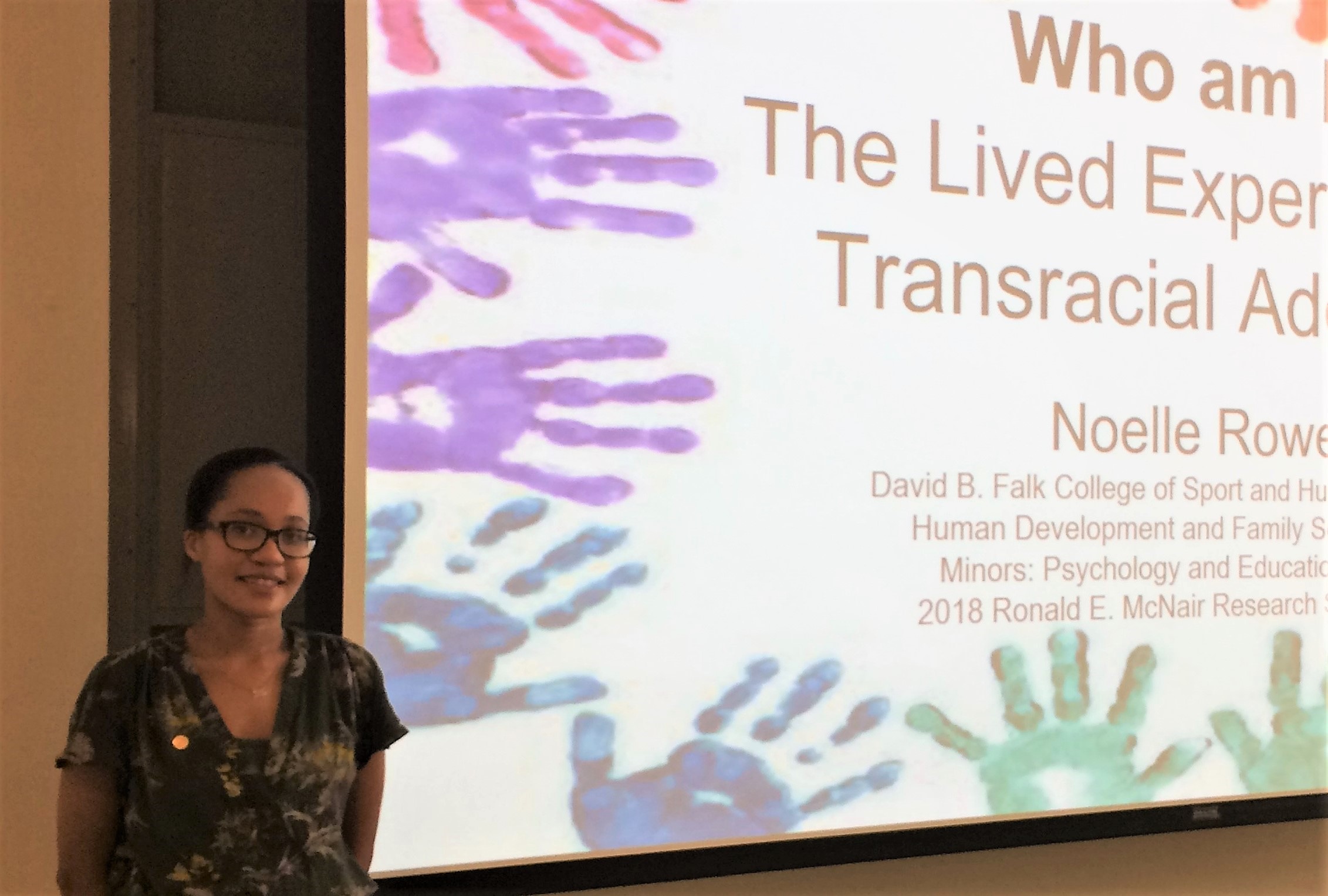 Noelle Rowe during her presentation at the 2018 McNair Scholars Research Symposium