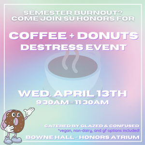 Donut Destress Event flyer, all text in blog post