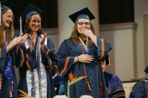 Thesis Prize winner Kauma reacts with joy