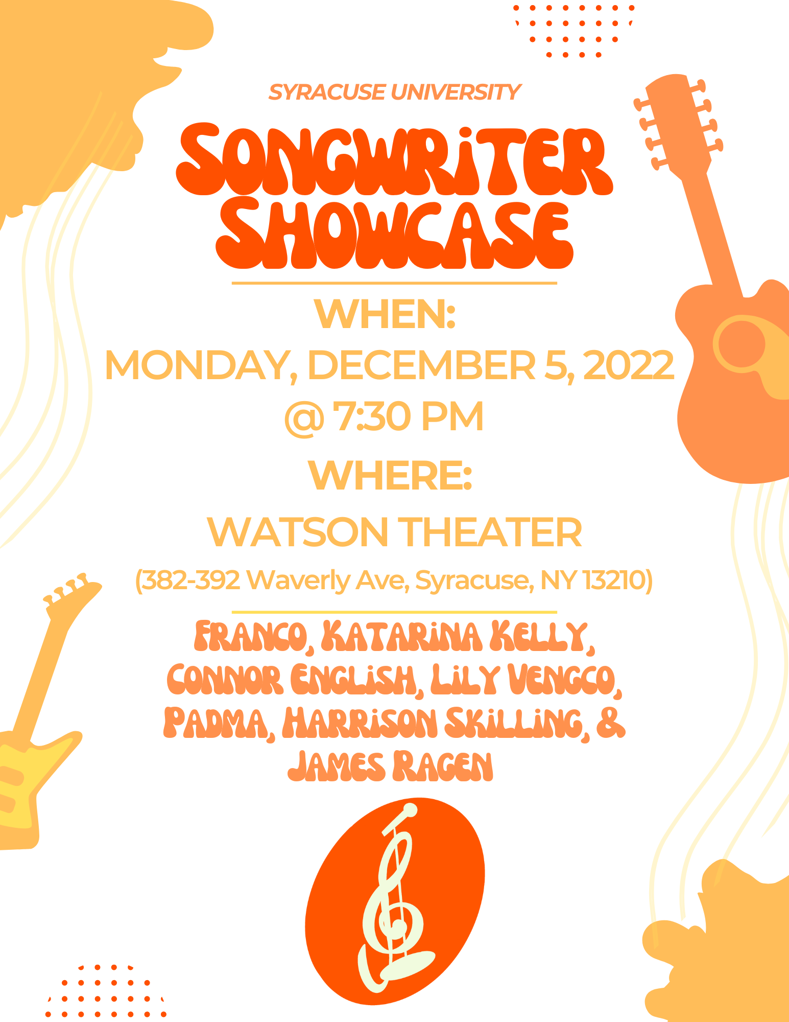 SU Songwriter Showcase Performance Flyer