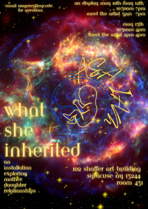 image of a galaxy in background with text around the edges and an image of a fetus enclosed in a blue circle at the center with hand written script on the edge of the circle that reads, Asa I Am. All text from the poster appears in the text of the blog post.