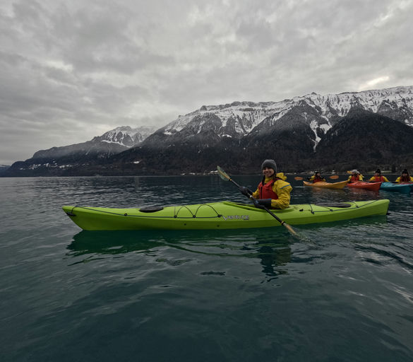 student kayaking abroad