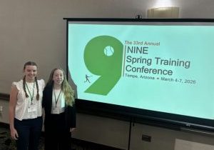 student at research conference